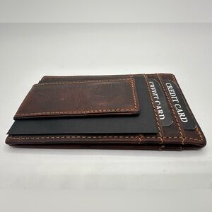 Men’s Leather Money Clip Card Holder Wallet